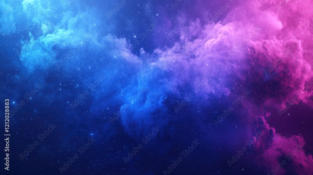 Obraz premium Vibrant Abstract Cosmic Cloud Formation with Stars in Blue and Purple Hues Capturing the Mystique of Outer Space and the Beauty of Nebulae for Creative Designs