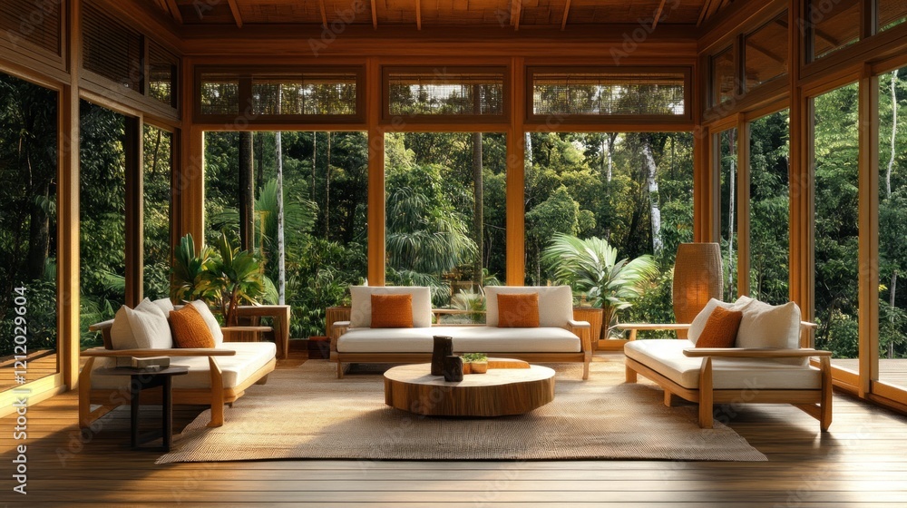 Tropical Jungle View Luxury Living Room Relaxation Tropical Jungle View Luxury Living Room Relaxation