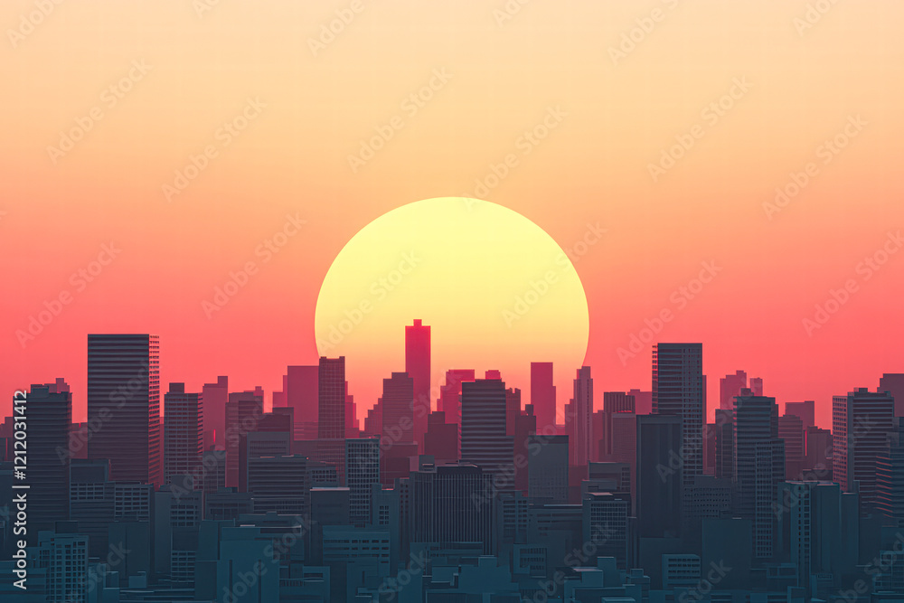 Sunset over city skyline urban landscape vibrant colors Sunset over city skyline urban landscape vibrant colors