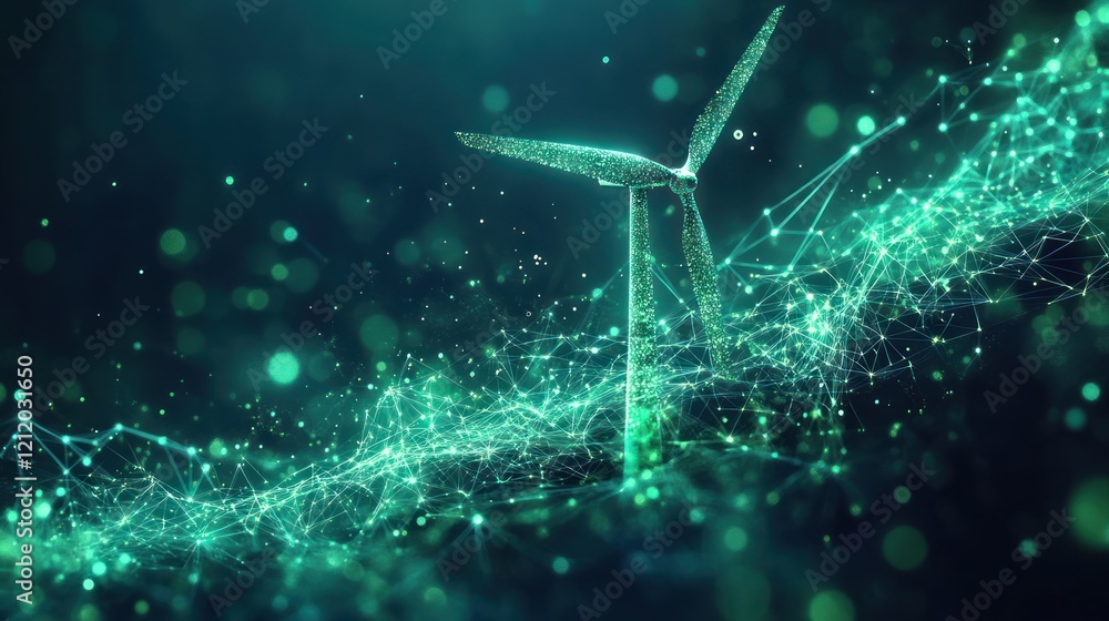 Green Energy Turbine Network, Digital Art Green Energy Turbine Network, Digital Art