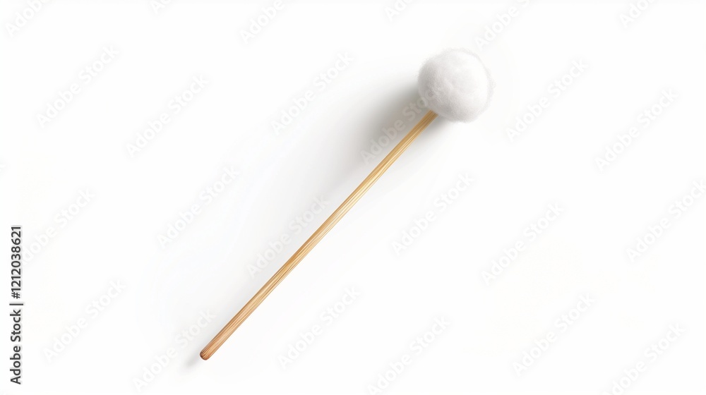 A realistic soft cotton swab isolated on a white background with soft shadows. A realistic soft cotton swab isolated on a white background with soft shadows.