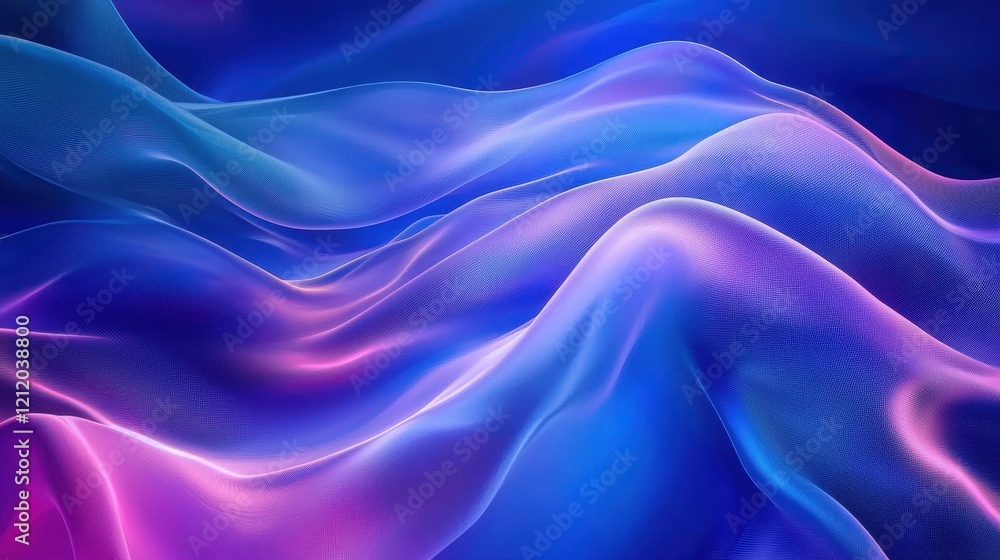 Fototapeta premium Abstract flowing patterns with vibrant colors in blue, purple, and pink hues, creating a mesmerizing ethereal background suitable for artistic and design projects.