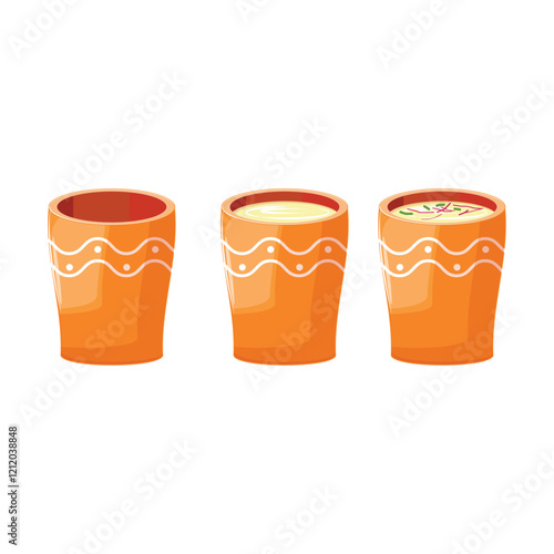 Holi festival food illustration featuring Thandai, an iconic Indian drink for Holi, isolated on a white background