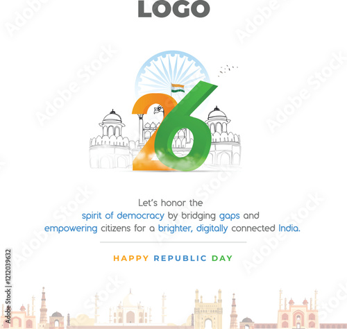 26 January Republic Day post design template for Sosalmedia corporate style