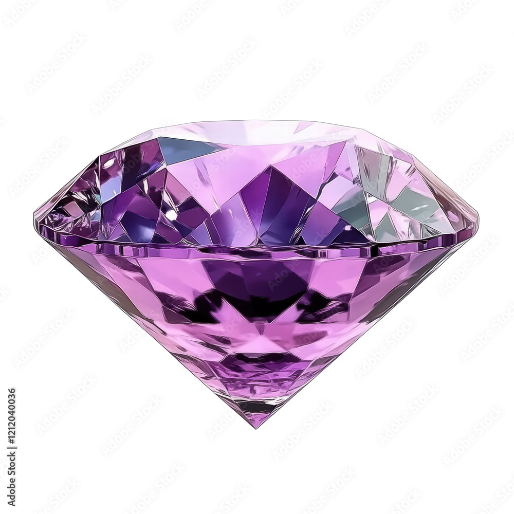 Isolated Top View Purple Diamond Gem Isolated Top View Purple Diamond Gem