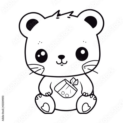 Coloring book for kids baby Quokka kawai vector Black vector illustration.
