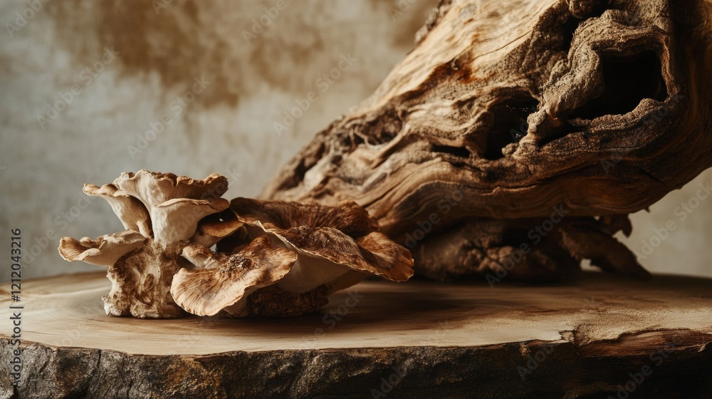 Rustic driftwood piece displayed on a textured table Rustic driftwood piece displayed on a textured table