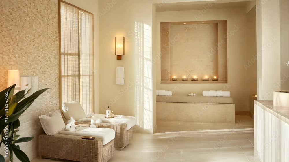 Step into a serene spa reception with a modern, minimalist picture Step into a serene spa reception with a modern, minimalist picture