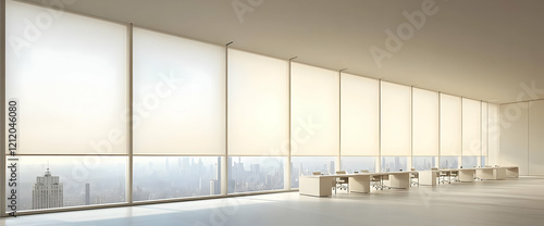 Office shades city view workspace