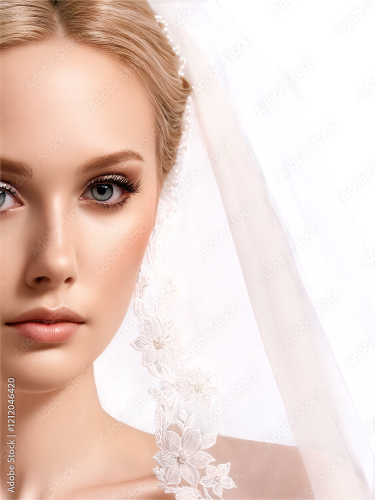 bridal veil with semi-transparent tulle, lace edging, and delicate floral embroidery. bridal veil with semi-transparent tulle, lace edging, and delicate floral embroidery.