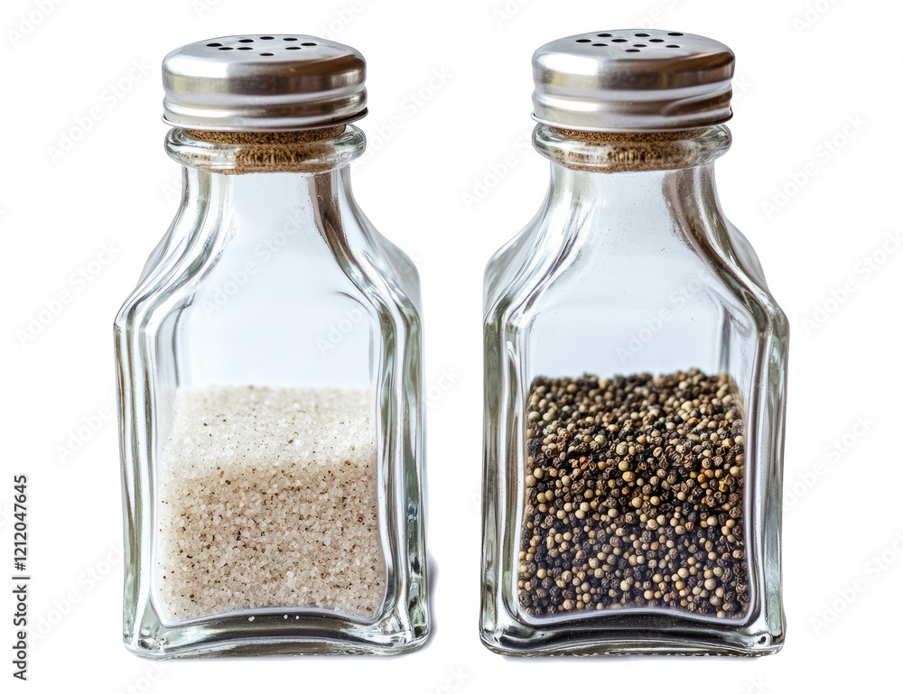 Glass salt and pepper shaker isolated on transparent or white background Glass salt and pepper shaker isolated on transparent or white background