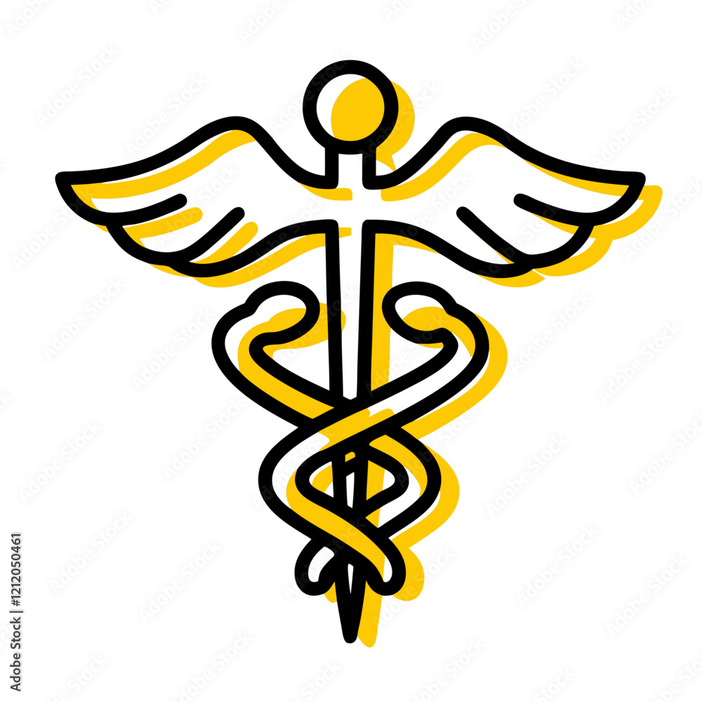 .Medical symbol, caduceus, winged staff, snake emblem .Medical symbol, caduceus, winged staff, snake emblem