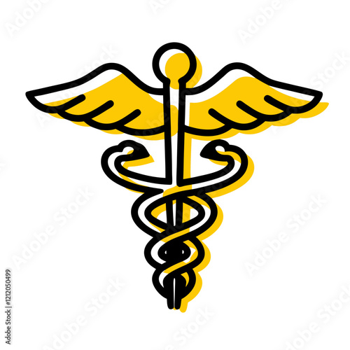 .Medical symbol, caduceus, winged staff, snake emblem