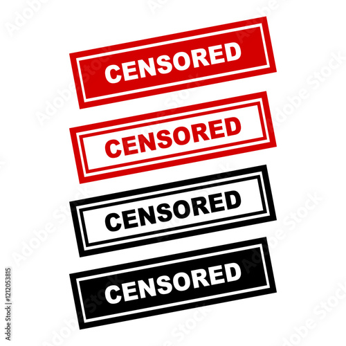 red and black CENSORSHIP stamp print. Vector illustration