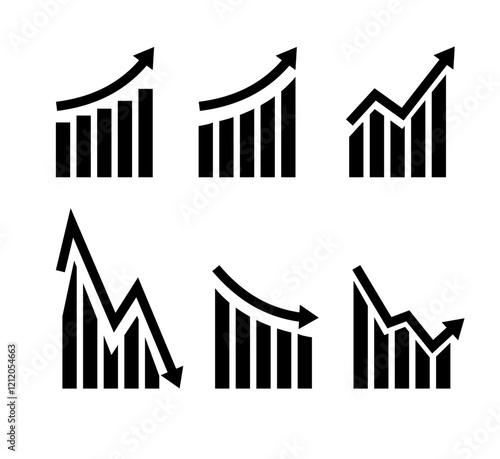 Growth vector icon. Graph or diagram with arrow going up and down. Vector