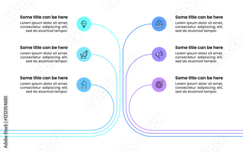 Infographic template. Technology tree with 6 steps