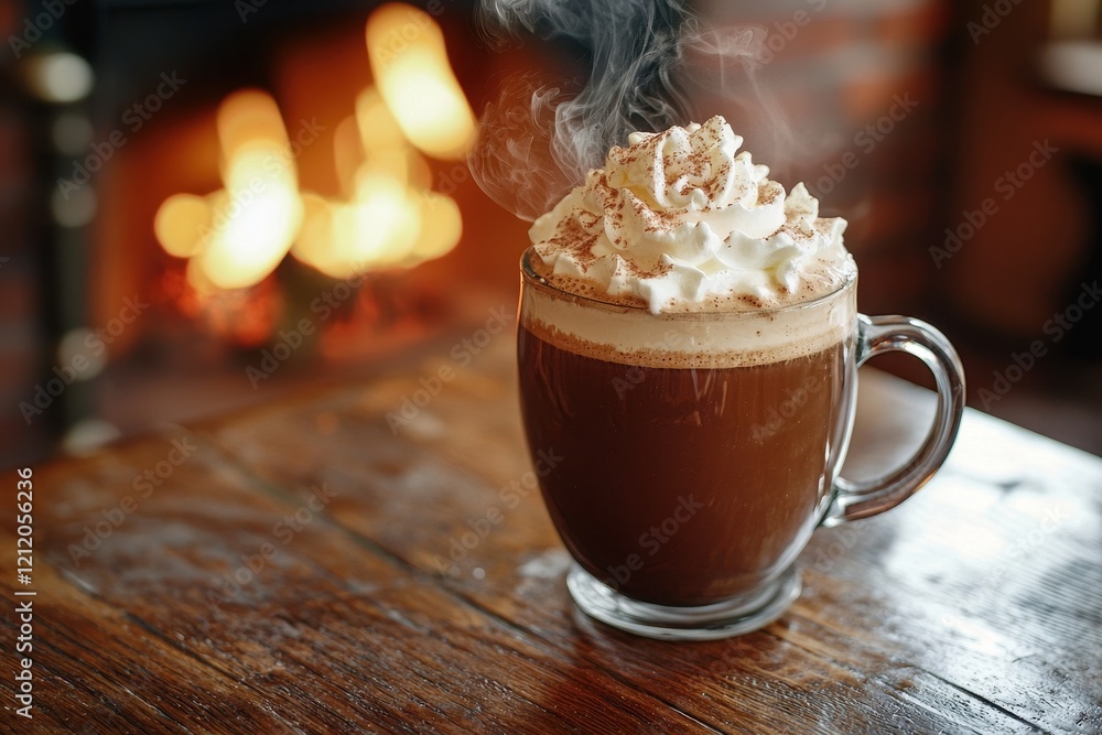 Steaming Cup of Hot Chocolate with Whipped Cream and Cocoa Sprinkles Steaming Cup of Hot Chocolate with Whipped Cream and Cocoa Sprinkles