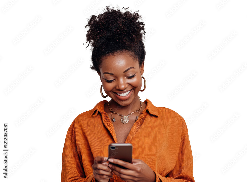 Happy woman using cell phone Happy woman using cell phone