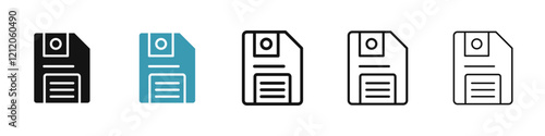 Floppy disk vector icons pack in black and blue colors