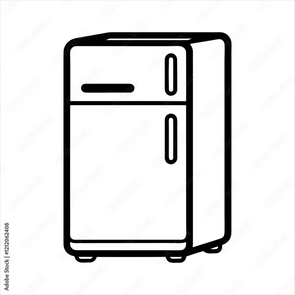 Refrigerator vector silhouette or modern line symbol. Vector line art and icon design with bold outline. Black and white Pixel Perfect minimalistic symbol isolated on white. Refrigerator vector silhouette or modern line symbol. Vector line art and icon design with bold outline. Black and white Pixel Perfect minimalistic symbol isolated on white.