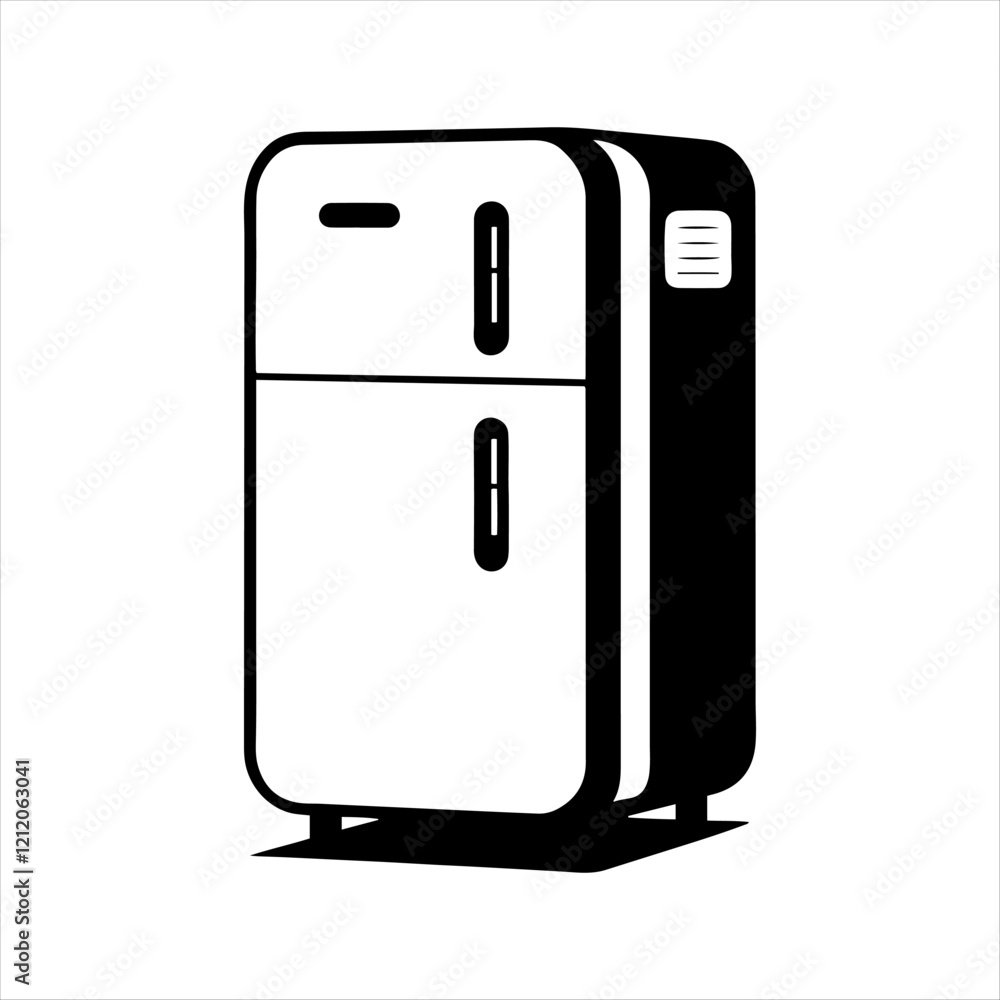 Refrigerator vector silhouette or modern line symbol. Vector line art and icon design with bold outline. Black and white Pixel Perfect minimalistic symbol isolated on white. Refrigerator vector silhouette or modern line symbol. Vector line art and icon design with bold outline. Black and white Pixel Perfect minimalistic symbol isolated on white.