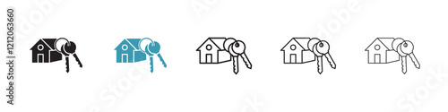 Selling or rent home vector icons pack in black and blue colors