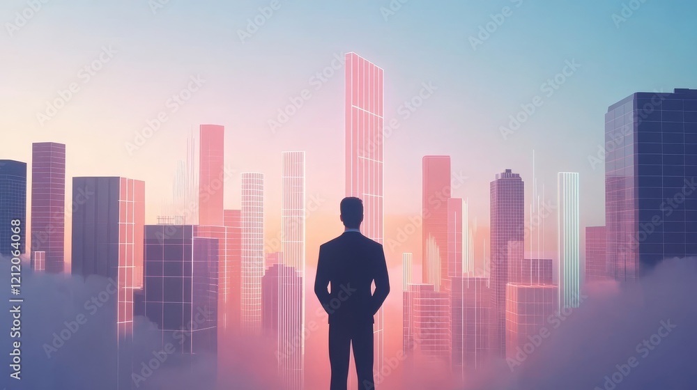 Business growing in 2023. Analytical businessman planning business growth 2023, strategy digital marketing, profit income, economy, stock market trends and business, Generative AI