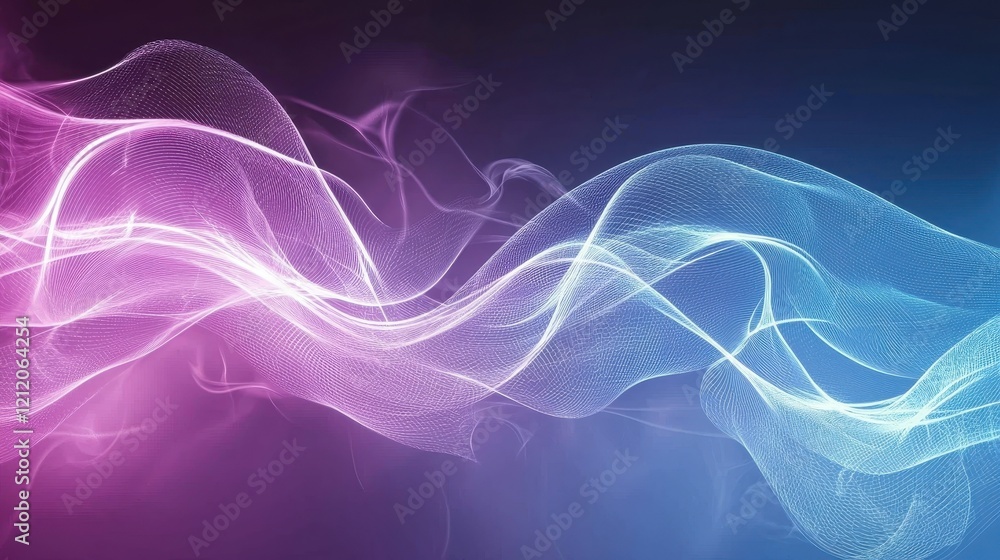 Abstract Waves in Soft Pink and Blue Tones on a Dark Background, Ideal for Modern Design or Digital Art Projects Evoking Tranquility and Movement Abstract Waves in Soft Pink and Blue Tones on a Dark Background, Ideal for Modern Design or Digital Art Projects Evoking Tranquility and Movement