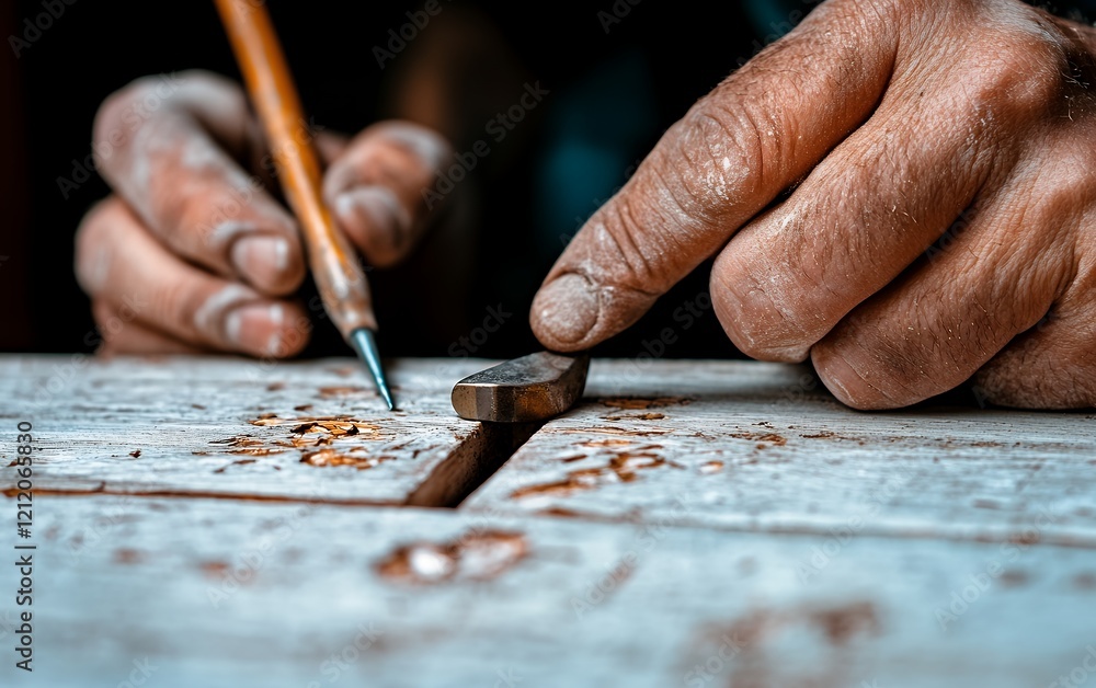 A craftsman's hands meticulously carve wood, showcasing detailed work and skilled craftsmanship A craftsman's hands meticulously carve wood, showcasing detailed work and skilled craftsmanship