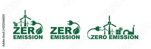 zero emission sign on white background	