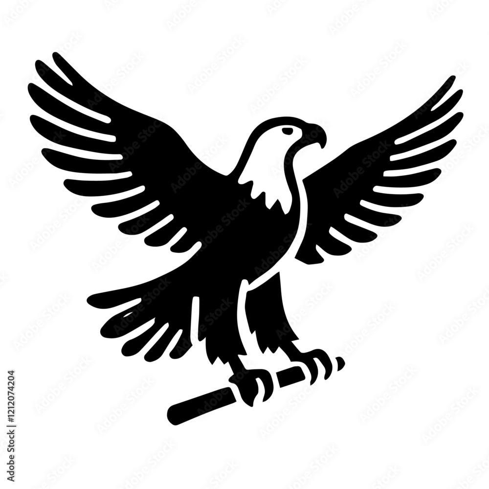 Fototapeta premium Majestic Eagle Silhouette with Branch