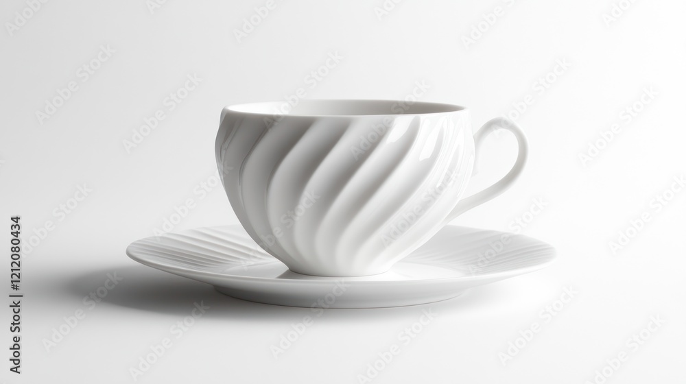 A coffee cup paired with a saucer for a refined and complete presentation, on a solid white background. A coffee cup paired with a saucer for a refined and complete presentation, on a solid white background.