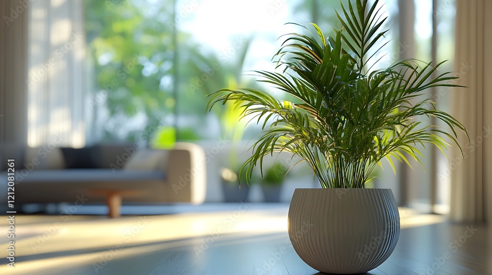 Fototapeta premium Indoor potted plant with vibrant green leaves decor