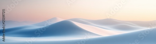 Soft hues merge gently from pale blue to bright white, creating a calming atmosphere. The minimalist design and negative space invite text, embodying Nordic-inspired style