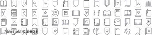 Book, Bookmark, Diary Line Icon Bundle. Outline Signs for Graphic and Web Design, Apps, Adverts, Various Cards