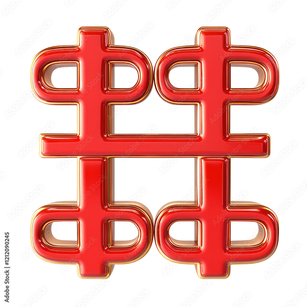 Obraz premium Chinese symbol of double happiness, isolated on white or transparent background