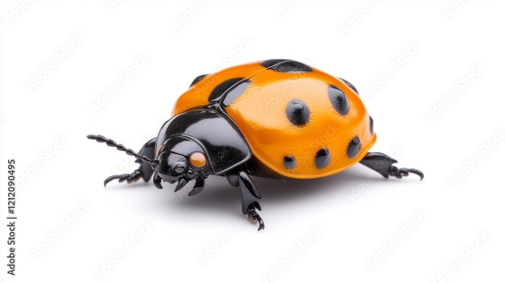 Fototapeta premium Tortoise Beetle Portrait on White Background. Generative AI