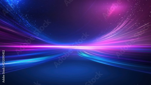 Vibrant Motion Light Waves with Colorful Trails and Starry Background for Abstract Art  Technology  or Creative Projects