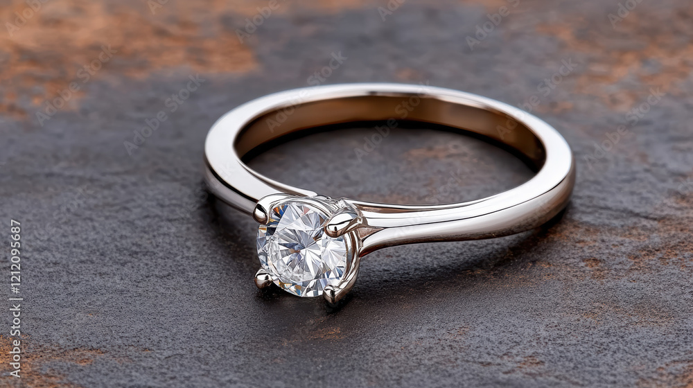Elegant diamond ring with sleek band and brilliant gemstone centerpiece Elegant diamond ring with sleek band and brilliant gemstone centerpiece