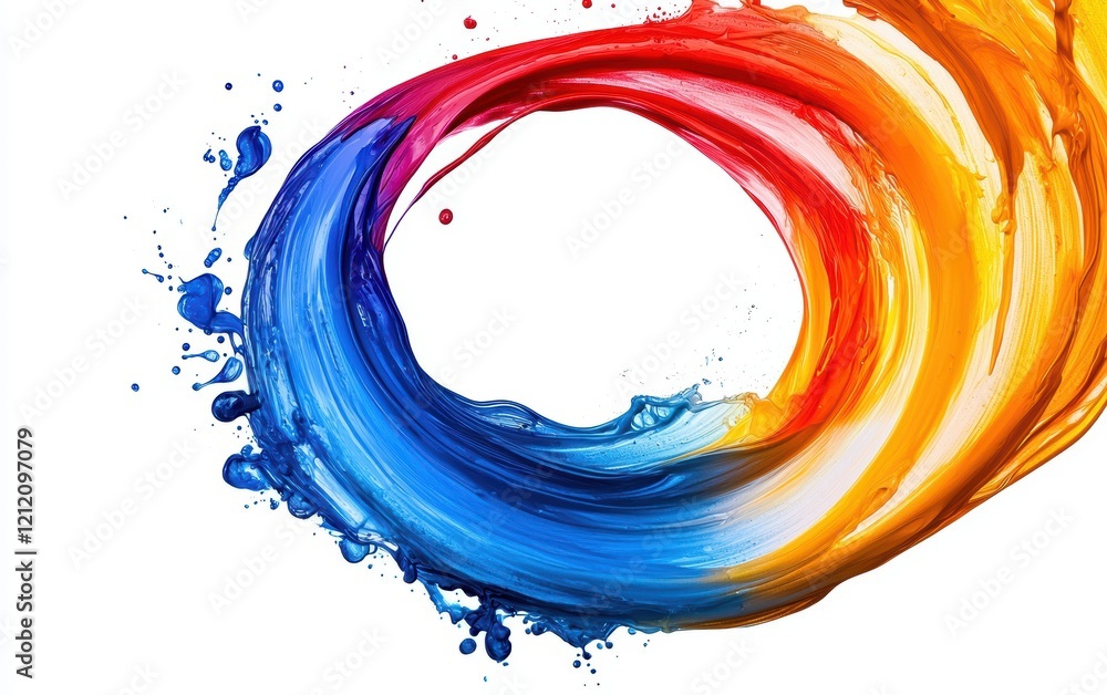 Fototapeta premium Dynamic swirl of liquid paint in bold colors, forming an artistic background