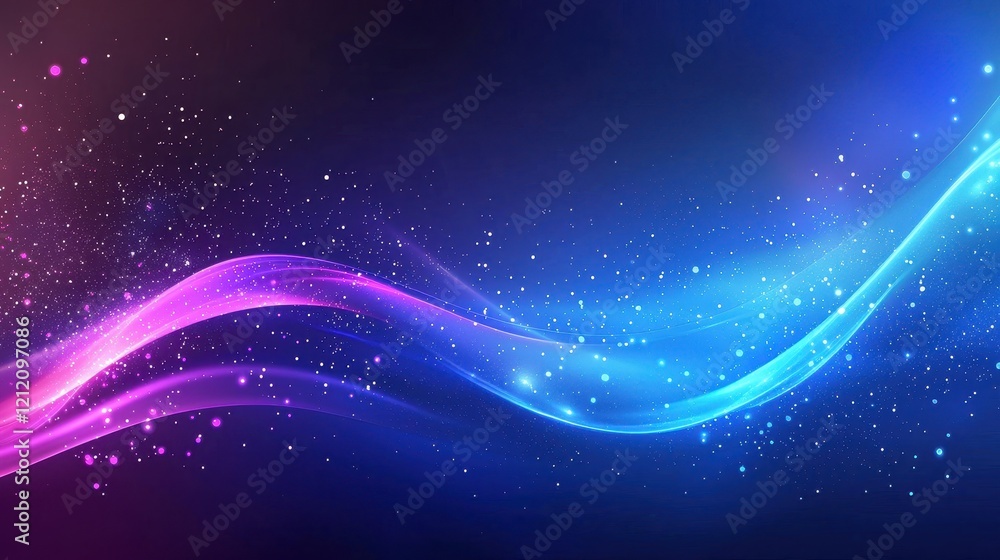 Obraz premium Vibrant Waves of Colorful Light with Sparkling Particles Creating an Ethereal Background for Abstract Designs and Creative Projects