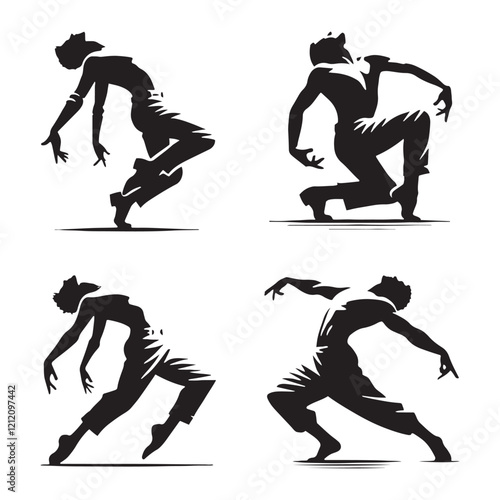 Professional set of dancing man silhouette digital art for digital creators - man dance vector set - man dancing illustrations set
