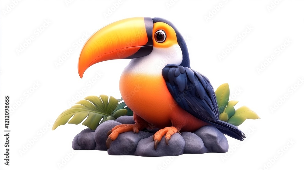 Naklejka premium Vibrant Toucan on a White Background. Generative AI