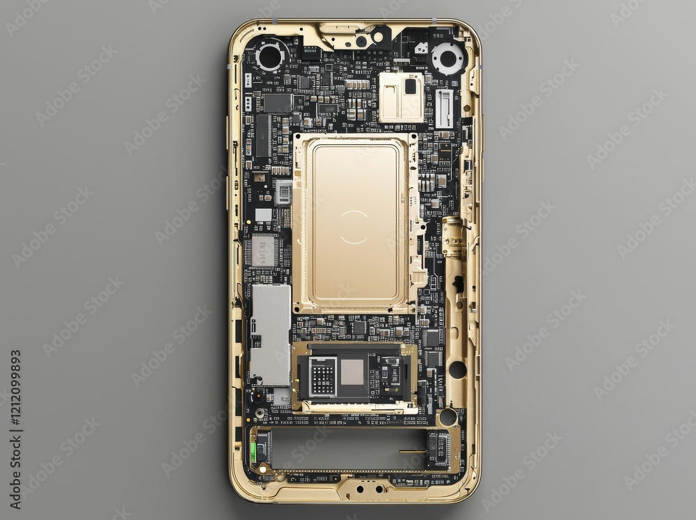 © Georgy - A technician or engineer is taking apart a broken smartphone and removing the logic board for repair or replacement with a new one on the desk.