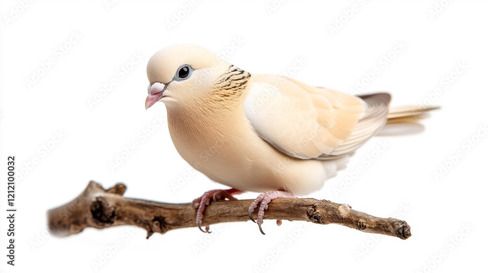 Fototapeta premium Tranquil Collared Dove Isolated Against White. Generative AI