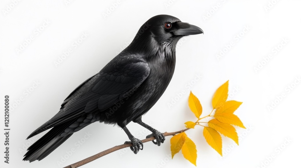 Fototapeta premium Majestic Raven on a Branch. Generative AI