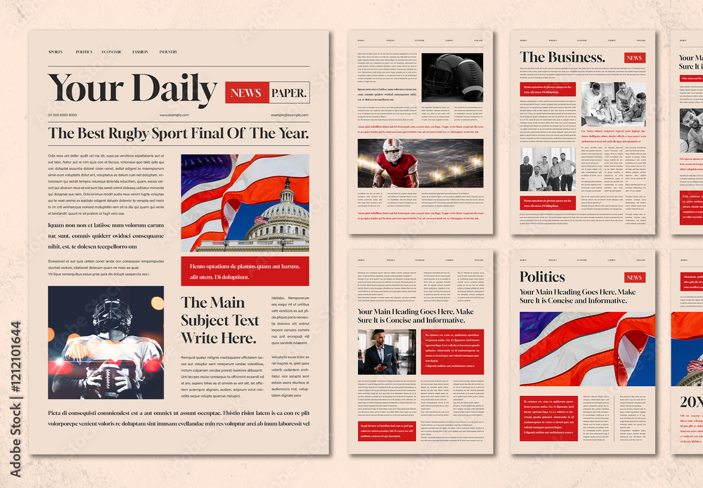 Modern Newspaper Design Layout Stock Template | Adobe Stock