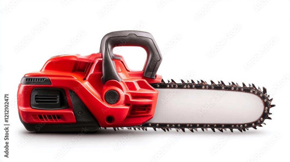 Fototapeta premium Electric Chainsaw Isolated on White. Generative AI
