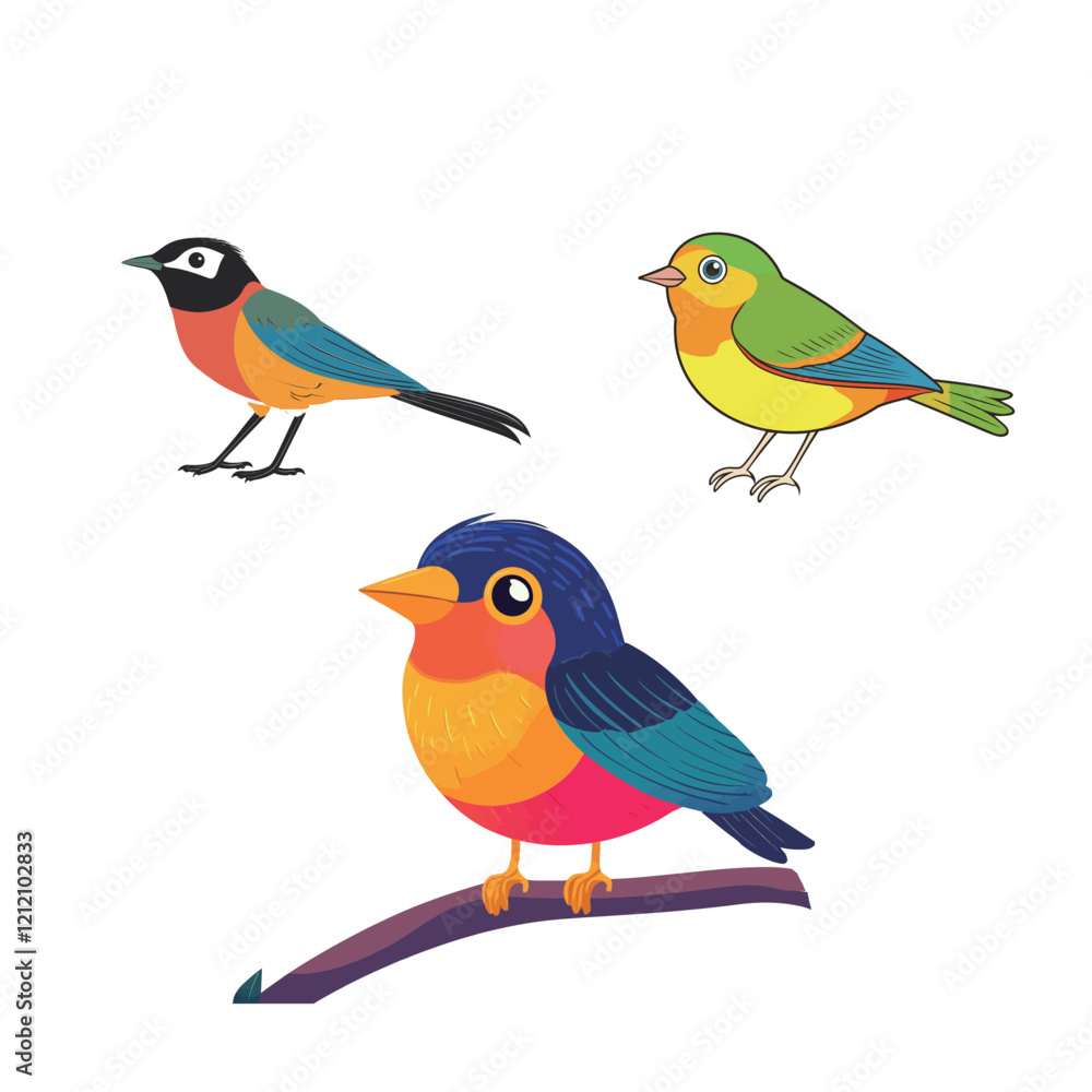 Obraz premium Vector of a Colorful Bird – Vibrant and Lively Design of a Tropical or Exotic Bird with Bright Colors, Perfect for Nature, Wildlife, and Artistic Illustrations
