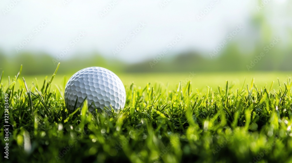 Fototapeta premium golf ball on lawn background isolated